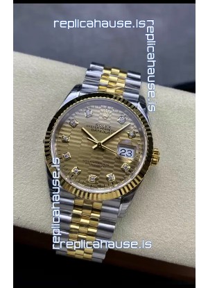 Rolex Datejust Cal.3235 Movement 1:1 Mirror Replica 904L Steel 36MM - Gold Fluted Motif Dial