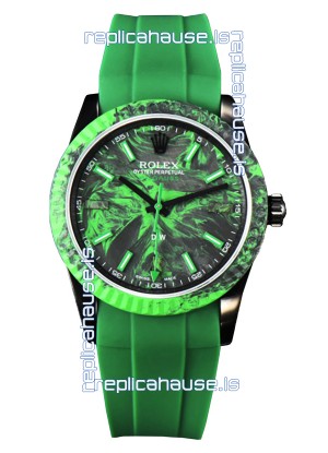 Rolex Milgauss DiW Green Carbon Casing Watch - ETA2836 Automatic Movement in Green Strap 