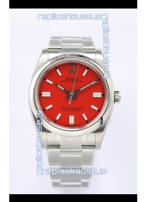 Rolex Oyster Perpetual REF#126000 36MM Swiss Movement Swiss Replica Red Dial 904L Steel 1:1 Mirror Replica Watch