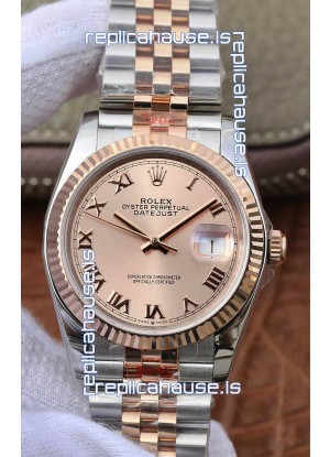 Rolex Datejust 36MM ETA-3135 Movement Swiss Replica in 904L Two Tone Champange Dial