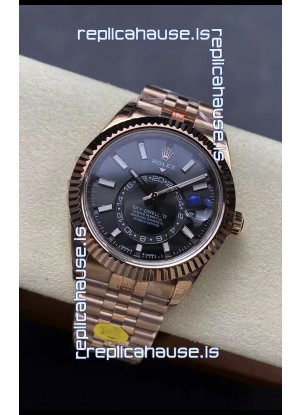Rolex Sky-Dweller REF# 336935 Black Dial Watch in Rose Gold 904L Steel Case 1:1 Mirror Replica