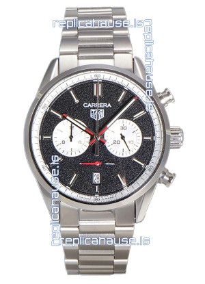 Tag Heuer Carrera Chronograph 43 Swiss Quartz Replica Watch Black Dial Steel Strap