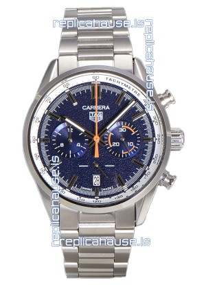 Tag Heuer Carrera Chronograph 43 Swiss Quartz Replica Watch Blue Dial Steel Strap 