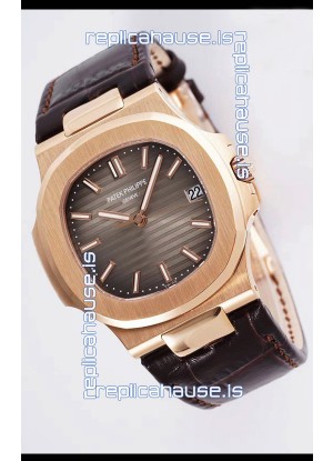Patek Philippe Nautilus 5711/1R 1 1:1 Mirror Replica Watch in Brown Dial Rose Gold