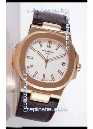 Patek Philippe Nautilus 5711/1R 1 1:1 Mirror Replica Watch in White Dial Rose Gold