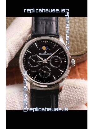 Jaeger LeCoultre Master Ultra-Thin Perpetual Calendar Black Dial Swiss Replica Watch 