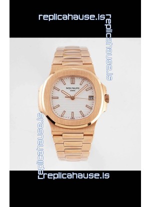 Patek Philippe Nautilus 5711/1R-001 1:1 Mirror Replica in 904L Steel Rose Gold White Dial