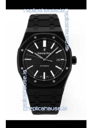 Audemars Piguet Royal Oak PVD Coated Swiss Replica Watch 3120 Swiss Movement - Black Dial 