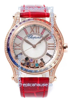 Chopard Happy Sport Swiss Automatic Replica Watch - Rose Gold Casing - 36MM Wide 
