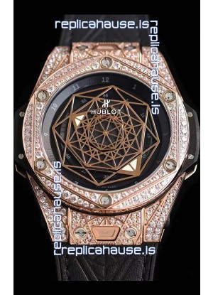 Hublot Big Bang Sang Bleu 45MM Stainless Steel Diamonds Edition Swiss Replica Watch