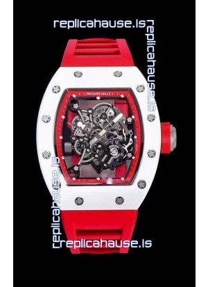 Richard Mille RM055 Ceramic Casing 1:1 Mirror Replica Watch in Red Strap 
