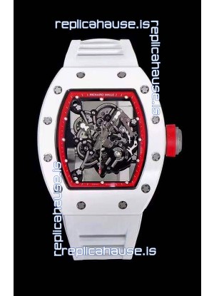 Richard Mille RM055 Ceramic Casing 1:1 Mirror Replica Watch in White Strap 