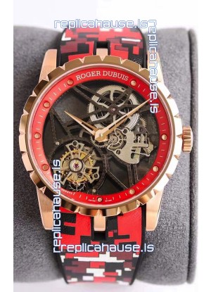 Roger Dubuis Excalibur Spider Flying Tourbillon Skeleton Rose Gold Casing 1:1 Mirror Swiss Watch