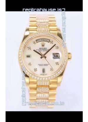 Rolex Day Date Presidential 18K Yellow Gold Watch 36MM - White Pearl Dial 1:1 Mirror Quality Watch