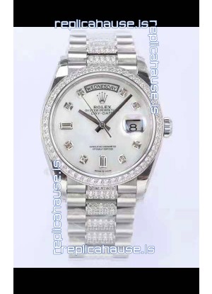 Rolex Day Date Presidential 904L Steel 36MM - White Pearl Dial 1:1 Mirror Quality Watch