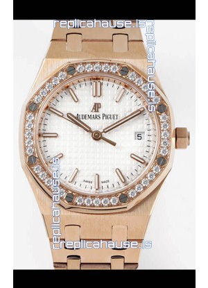 Audemars Piguet Royal Oak Swiss Automatic 34MM Swiss Watch in Rose Gold Casing - 1:1 Mirror Replica Edition