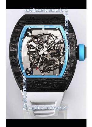 Richard Mille RM055 Black Carbon Casing 1:1 Mirror Replica Watch in White Strap