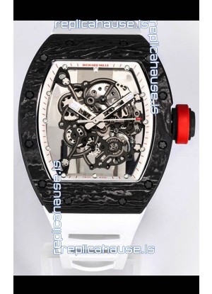 Richard Mille RM055 Black Carbon Casing 1:1 Mirror Replica Watch in White Strap