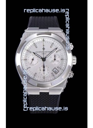 Vacheron Constantin Overseas Chronograph White Dial Swiss Replica Watch - Rubber Strap