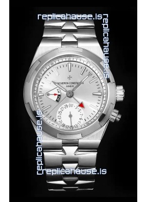 Vacheron Constantin Overseas Dual Time 1:1 Mirror Swiss Replica Watch in Steel Dial 