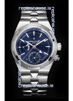 Vacheron Constantin Overseas Dual Time 1:1 Mirror Swiss Replica Watch in Blue Dial 