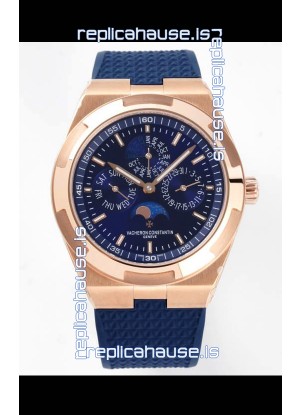 Vacheron Constantin Overseas Perpetual Calendar Ultra-Thin Blue Dial Rose Gold Casing Replica