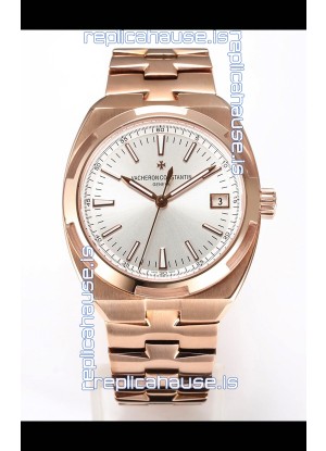 Vacheron Constantin Super Clone Overseas 1:1 Mirror Swiss Replica Watch in Rose Gold Steel Dial