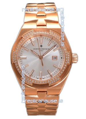Vacheron Constantin Overseas Rose Gold Steel Dial 35MM Swiss Replica Watch 