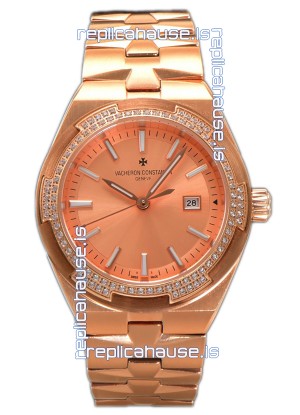 Vacheron Constantin Overseas Rose Gold Casing and Dial 35MM Swiss Replica Watch 