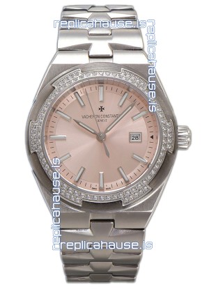 Vacheron Constantin Overseas Steel Casing Pink Dial 35MM Swiss Replica Watch 