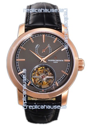 Vacheron Constantin Traditionelle 14-Day Tourbillon Grey Dial Rose Gold 1:1 Mirror Replica Watch 