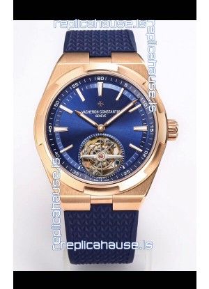 Vacheron Constantin Overseas Tourbillon Rose Gold in Blue Dial Rubber Strap 1:1 Mirror Replica