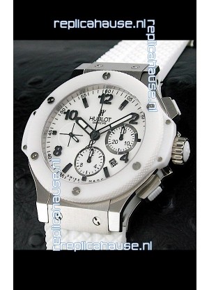 Hublot Big Bang Swiss Replica Watch in White Ceramic Bezel