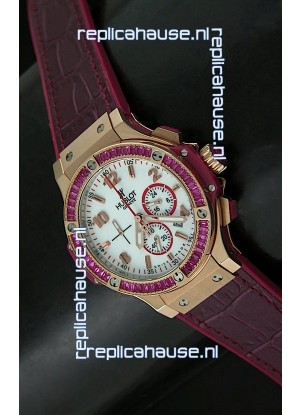 Hublot Big Bang All Black Edition Japanese Quartz Watch in Red Color