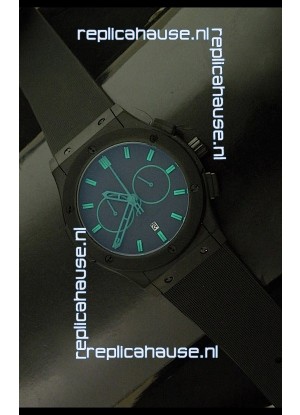 Hublot Big Bang Classic Fusion Chrono Japanese Watch with Green Markers Ceramic Case