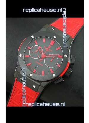 Hublot Big Bang Classic Fusion Swiss Replica PVD Watch in Red Strap