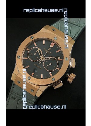 Hublot Big Bang Classic Fusion Swiss Replica Rose Gold Watch in Grey Strap