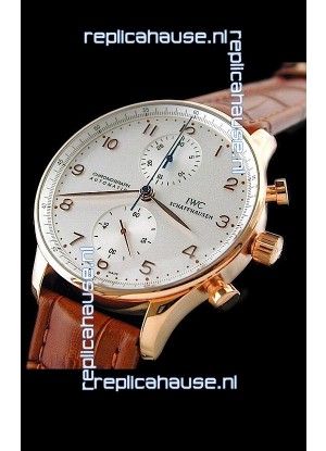 IWC Portuguese Chronograph Swiss Replica Watch in Rose Gold Casing