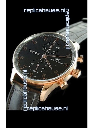 IWC Portuguese Chronograph Swiss Replica Watch in Black Dial