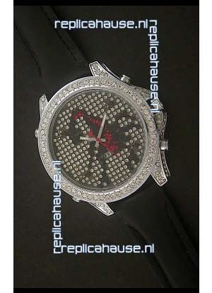 Five Time Zones J&C Imitations Japanese Watch in Full Diamonds