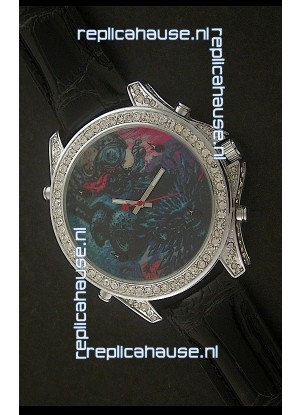 Five Time Zones J&C Imitations Japanese Watch in Full Diamonds