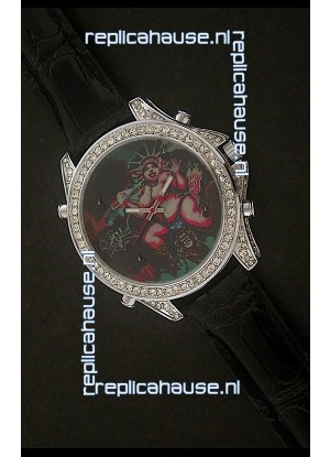 Five Time Zones J&C Imitations Japanese Watch in Full Diamonds