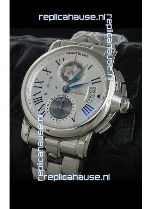 Mont Blanc Meisterstuck Star GMT Swiss Watch in White Dial