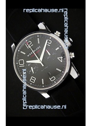 Mont Blanc Meisterstuck Timewalker Swiss Watch in Black Dial