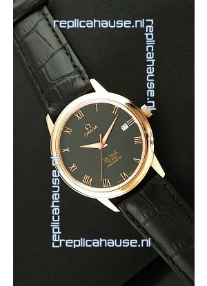 Omega DeVelie Co-Axial Chronometer Japanese Rose Gold Watch in Black Dial