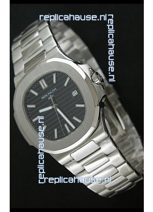 Patek Phillipe Nautilis Swiss Replica Watch in Black Textured Dial