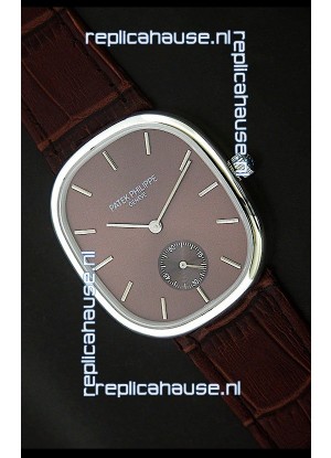Patek Philippe Mens Golden Elipse Japanese Watch in Brown Dial
