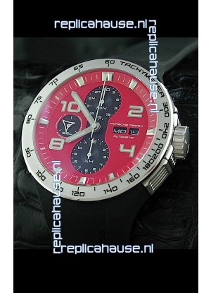 Porsche Design Flat Six P'6340 Swiss Chronograph Watch in Red Dial