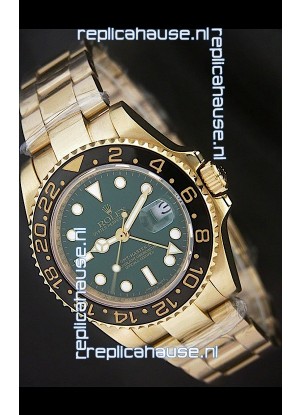 Rolex GMT Master II Swiss Replica Gold Watch in Green Dial