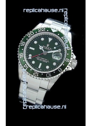 Rolex GMT Master II Swiss Replica Steel Watch in Green Dial